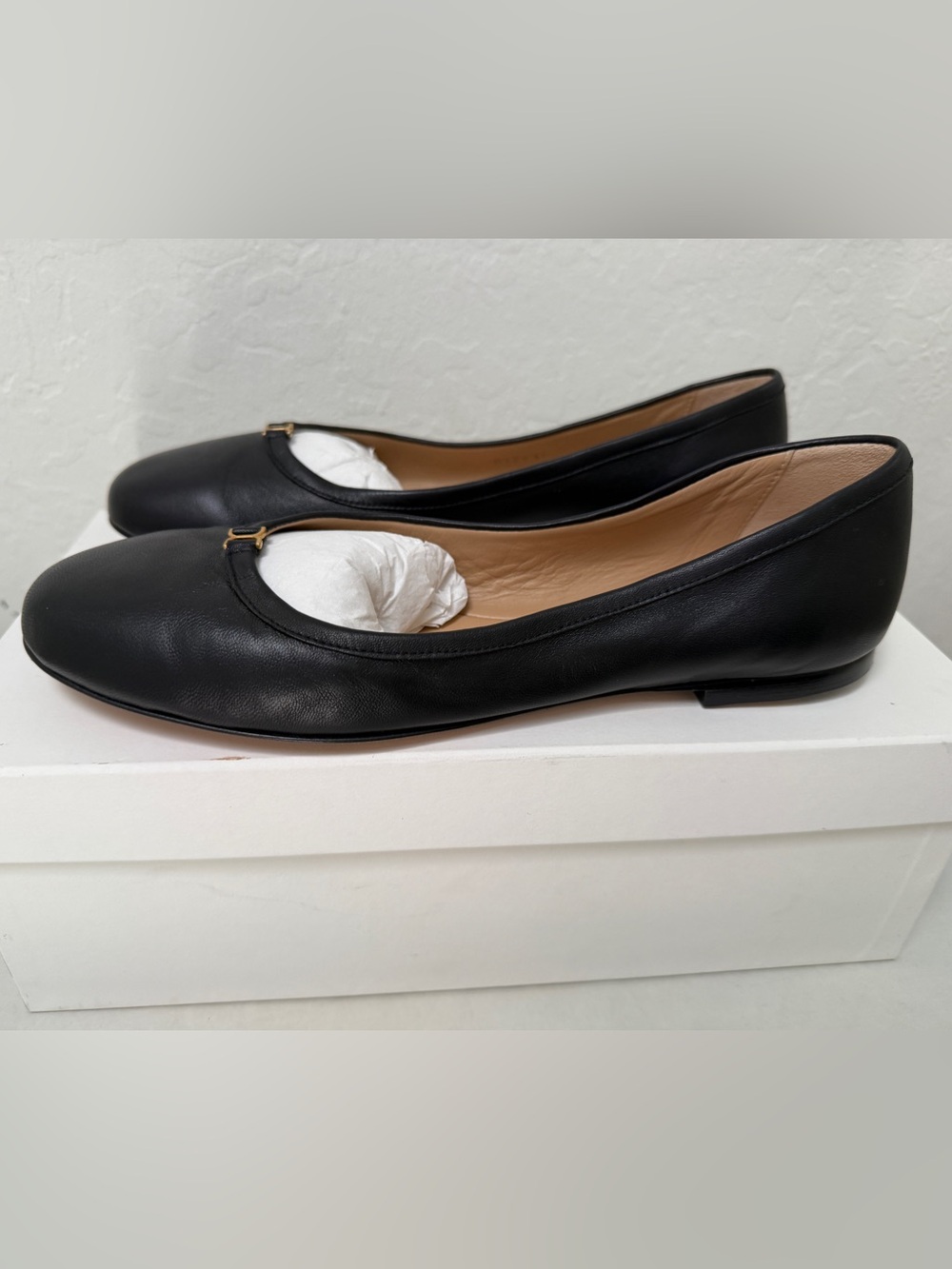 Chloé Marcie Round Toe Ballerina Flats Black Leather Size 40 NWT Box Dust Bag - Picture 2 of 14